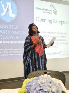 Konan Anne at the Opening Ceremony Florida Gulf Coast University for the Mandela Washington Fellowship.